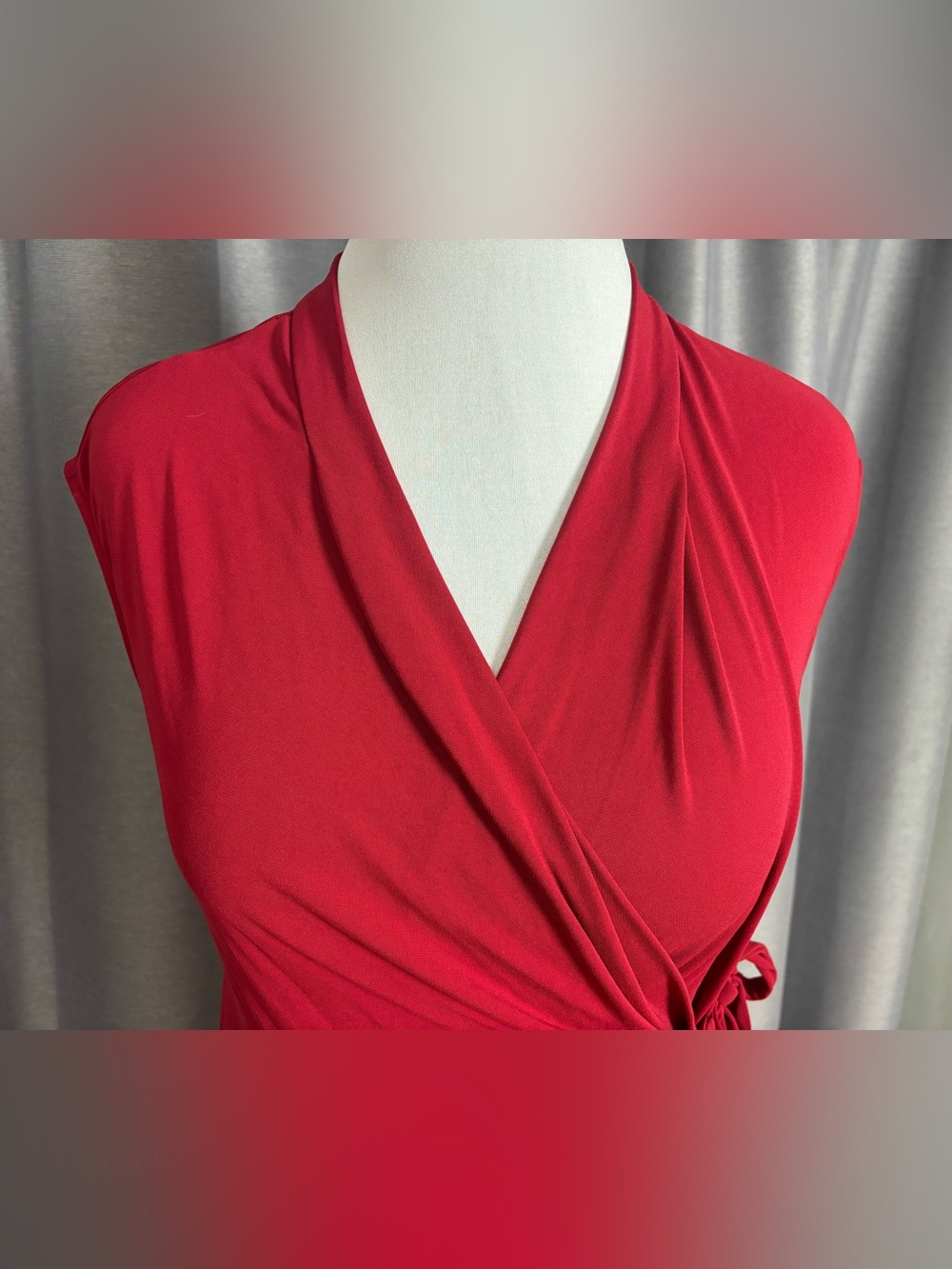 Vintage Y2K BCBGMaxAzria Burgundy Sleeveless Wrap Midi Dress with Side Tie L - Picture 4 of 7